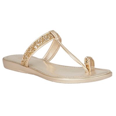 Gold glitter 'Candida' toe post sandals